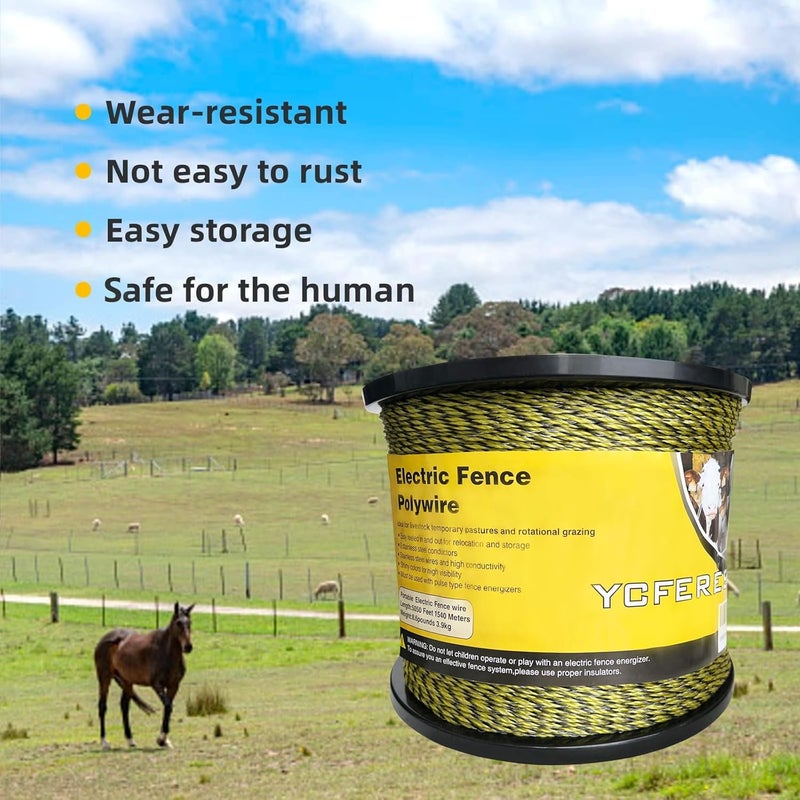 YCFERESY Upgraded Electric Fence Polywire 5050 Feet 1540 Meters, 6 Stainless Steel Strands for Reliable Conductivity and Rust Resistance, Portable Electric Fencing,UV, Rust Resistant - Image 5